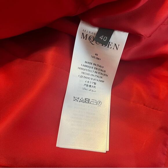 Alexander McQueen red suit jacket and pants NEW 2 piece size small NWT - Picture 14 of 16
